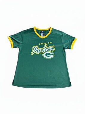 NFL Team Apparel Green Bay Packers Girls V-Neck Mesh Jersey Green Large 11/13